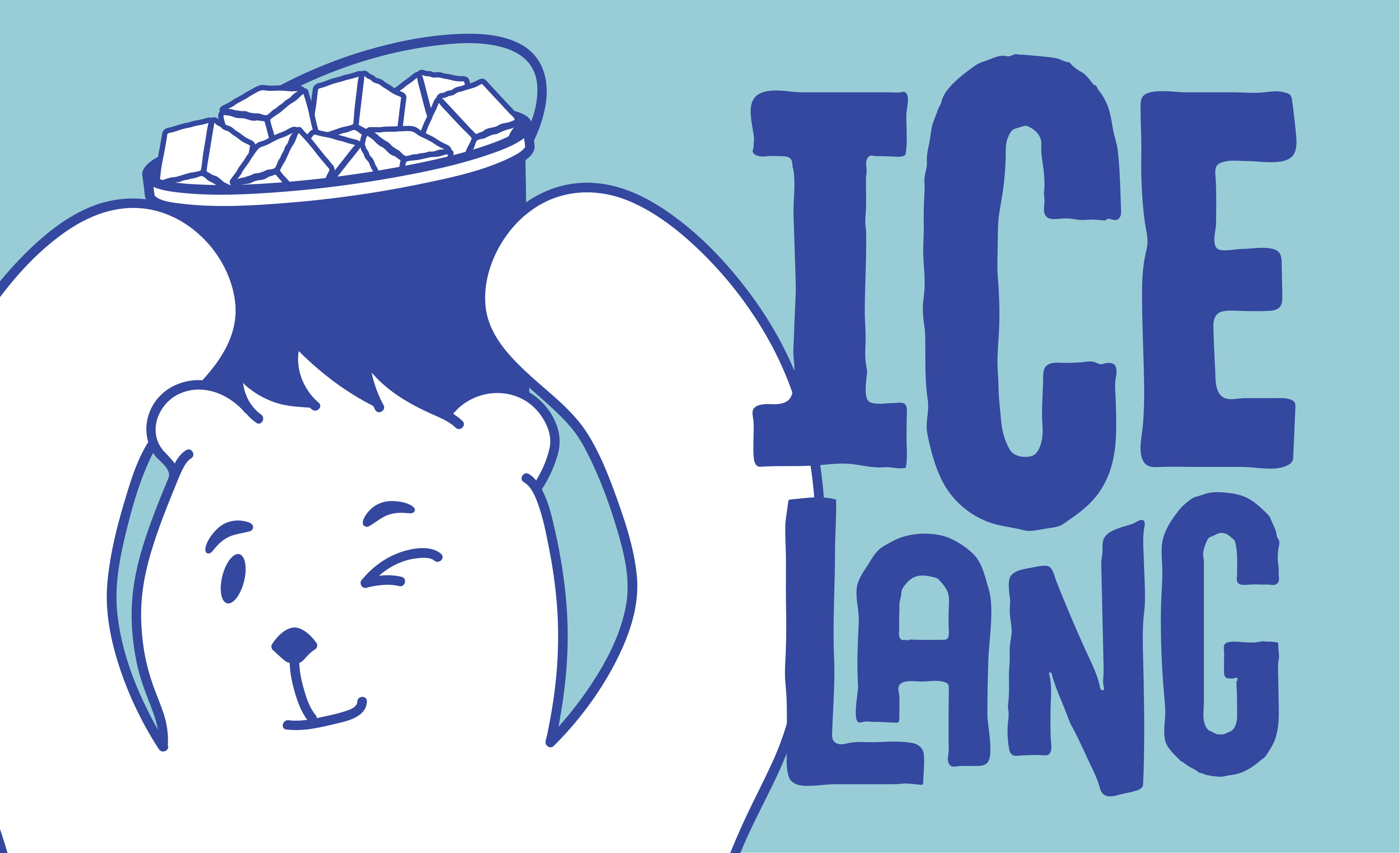 Ice Lang — illustrated polar bear mascot with ice bucket hat, next to the Ice Lang wordmark